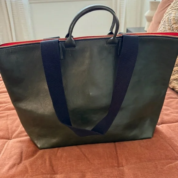 Clare V green leather zip tote bag Le Zip - Picture 2 of 9